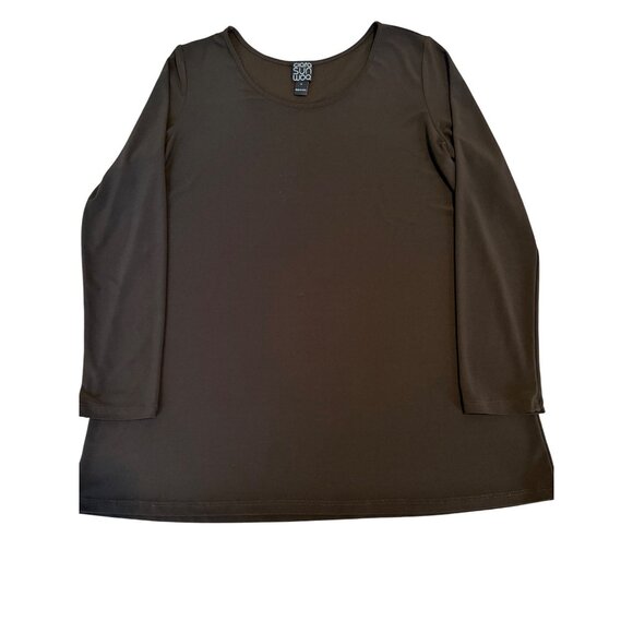 Clara Sun Woo Tops - LARGE Clara Sun Woo Brown Basic Long Sleeve Tunic Top Travel Friendly
